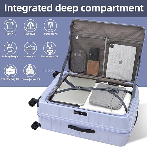 Kaleenie 2 PCS 20/29 Luggage Sets, 20” Cabin Luggage 29” Side Open Suitcase | 20 Inch with Front Pocket,29 Inch Checked Trunk Suitcase,Lightweight ABS+PC Hardshell,TSA Lock,HINOMOTO Wheels,Lilac Purple - color: Lilac Purple, size: 20/29 Set