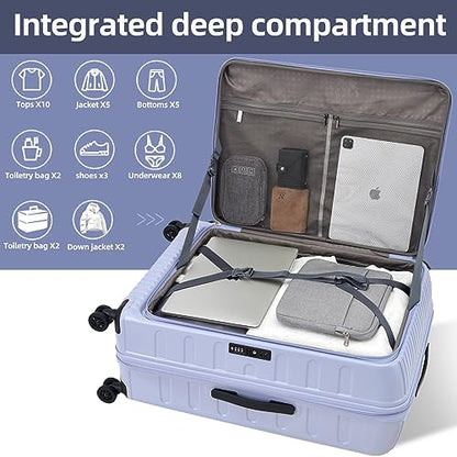 Kaleenie 29 Inch Checked Luggage with Expansion and Side Opening | Expandable Lightweight ABS+PC Hardshell Trunk Suitcase,Universal Wheels,YKK Zipper,50 * 31(35)*76cm, 117L~133L,Lilac Purple - color: Lilac Purple, size: 29 Inch