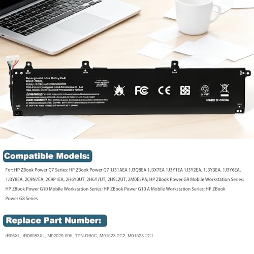 Futurebatt IR06XL M02029-005 Laptop Battery Replacement for HP ZBook Power G7 G8 G9 G10 Mobile Workstation ZBook Power G10 A Mobile Workstation Series IR06083XL M02029-005 TPN-DB0C M01523-2C2 - size: IR06XL 14.1 4.4 0.7 in