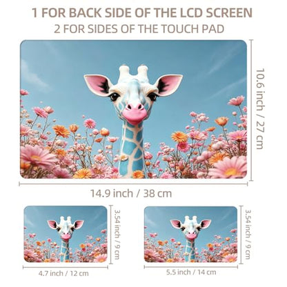 Universal Laptop Skin Sticker for 12/13/14/15.6 Inch Laptops, Reusable Vinyl Laptop Decal Cover, Waterproof Scratch Resistant Notebook Skin with 2 Wrist Pads,Cute Giraffe - color: Cute Giraffe