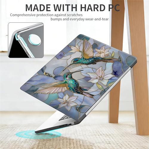 for MacBook Pro 16 Inch Release 2019 Model A2141 Black Computer Case,Novelty Premium Pattern Hardshell Laptop Case Gilded Wings Stained Glass Hummingbirds Lilies - color: Gilded Wings Stained Glass Hummingbirds Lilies, size: A2141(16 inch)-Black