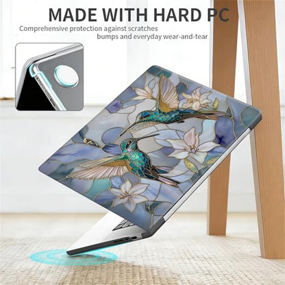 for MacBook Pro 16 Inch Release 2019 Model A2141 Black Computer Case,Novelty Premium Pattern Hardshell Laptop Case Gilded Wings Stained Glass Hummingbirds Lilies - color: Gilded Wings Stained Glass Hummingbirds Lilies, size: A2141(16 inch)-Black