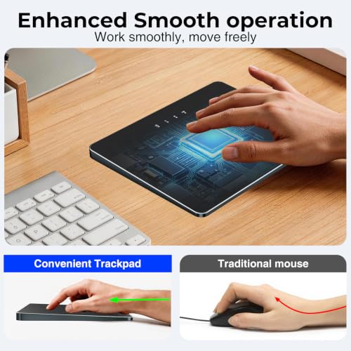 Wireless Trackpad for Windows 11/10 & Mac - Bluetooth & 2.4G Multi-Device Touchpad with 4-Finger Gestures, 7” Large Metal Surface, Physical Clicks, Type-C Fast Charging, 50H Battery, for PC Laptop Desktop