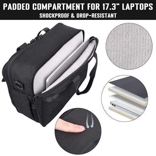 HILOMON Travel Messenger Laptop Bag 17.3 Inch Carry on Large Tactical Briefcase YKK-Zipper Waterproof Computer Bags for Travel Work Business Overnight