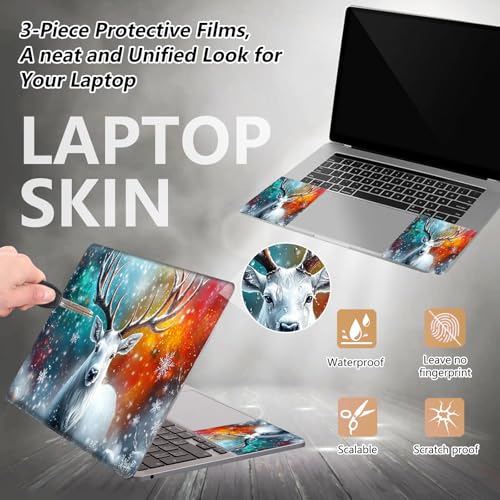 Laptop Skin Sticker for 12.1”-15.6“ Laptops (Fits 13”, 13.3”, 14”, 15”, 15.4”) | Protective Universal Reusable Vinyl Art Decal Cover | Waterproof & Scratch-Resistant-Christmas Deer - color: Christmas Deer