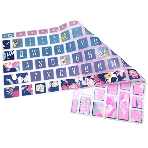 Protective Keyboard Cover Skin for Microsoft Surface Laptop Go 12.4" Touchscreen 2020 Release, Flower and Big Letter Designs, Red Flower - color: Red Flower