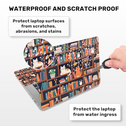 Laptop Skin Sticker Decal PVC Vinyl Sticker Notebook PC Protector Waterproof Scratch Resistant Laptop Skin for 12.1 13 13.3 13.6 14 15 15.3 16 Inch Bookshelf Cartoon Style - color: Bookshelf