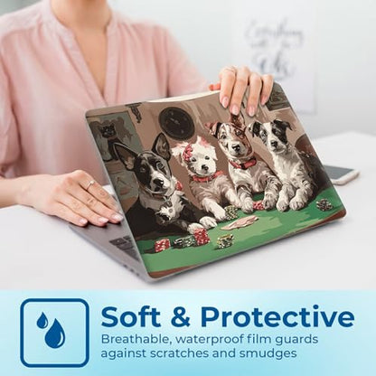 Reusable Universal Laptop Skin Sticker, Cut to Fit for 11.6–15.6 Inch Laptops, Waterproof Protective Film, No-Residue - Dogs Party - color: Dogs Party