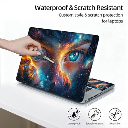 Universal Laptop Skin Sticker Decal, 12"-15.6" Aesthetic Vinyl Wrap, Cosmic Eyes Galaxy Waterproof Notebook Cover Art Protector for MacBook HP Dell Lenovo, Fits 13" 14" 15" 15.6" - color: Cosmic Eyes Galaxy