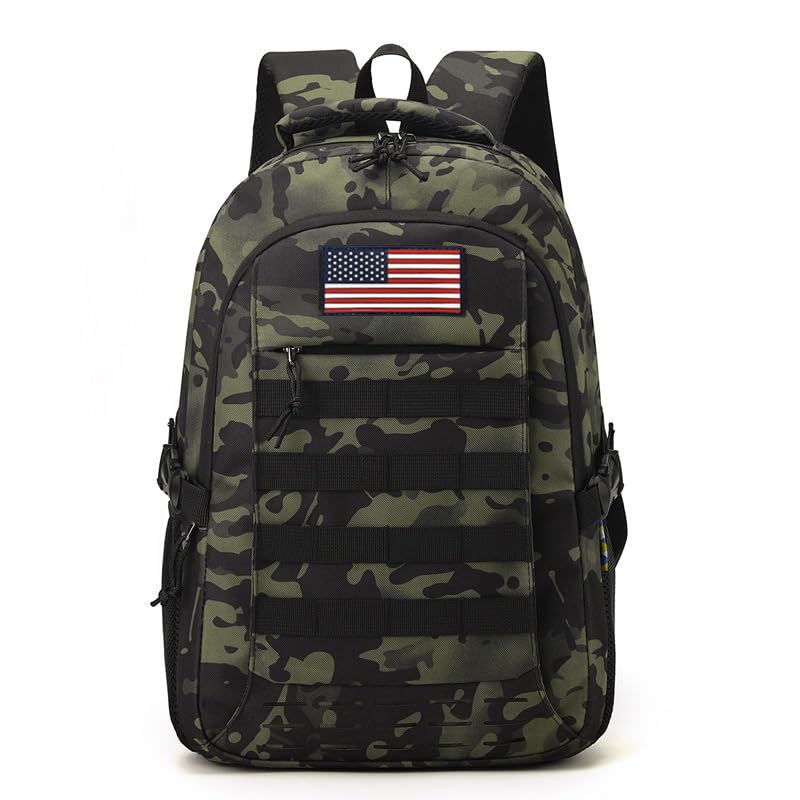 18'' Dark Camo School Backpack for Teens, 35L Water Resistant Bookbag with Luggage Strap, Large Capacity Daypack for School Daily Travel, Dark Camouflage - color: Camo Backpack Single Pack-3