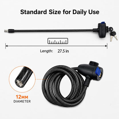 Bike Lock,Bike Cable Lock with Keys,Durable Steel,Coiled Steel Security Cable for Bicycle with Keys for Outdoor Equipment,Bicycles,Scooters,Fence