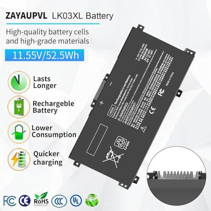 LK03XL L09281-855 Battery for HP Envy X360 Convertible 15m-cn0011dx | for HP Envy X360 15m-cn0012dx 15m-cn0xxx 17m-bw0013dx 17m-ae1xx 15m-bp112dx 916814-855 916368-421 LKO3XL - size: 7.35*3.5*0.5inch LK03XL