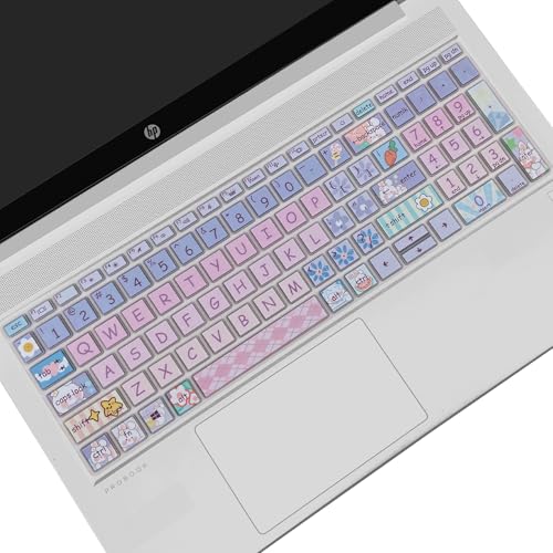 Cute Keyboard Cover for 15.6 inches HP ProBook 450 G8 G9 G10 / ProBook 455 G8 G9 G10 /ProBook 650 G8/HP Zbook Power G8 G9, Silicone Keyboard Skin, US Layout, Cute Bunny - color: Cute Bunny