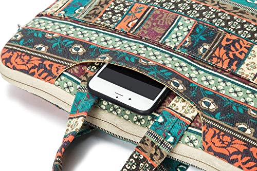 Kinmac New Bohemian 360° Protective Water Resistant Canvas Laptop Shoulder Messenger Sleeve Briefcase case Bag For MacBook Air 13 inch,iPad Pro 13 inch,MacBook Pro14 inch and 13 inch-14 inch Laptop - color: Bohemian, size: 13 inch-14 inch