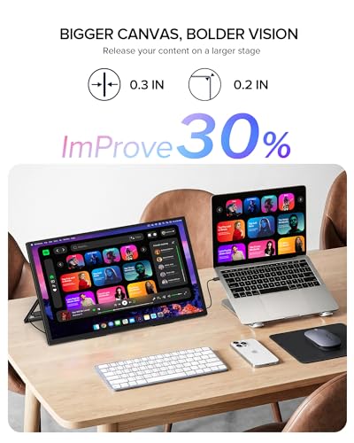 UPERFECT Portable Monitor 4K 60Hz 18.5", 145% sRGB QLED Laptop Monitor, 400 Nits Ultra-Slim Monitor, USB-C & HDMI, VESA & Case, Travel Second Screen for Laptop, Computer, Mini PC, Game Consoles - size: 18.5
