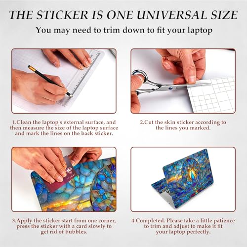 DEGDFSGR 12.1-15.6 Inch Universal Reusable Laptop Skin Sticker Decal, Waterproof Removable Protector for Notebook Cover, Scratch-Resistant Vinyl Cuttable Full Wrap Sticker, Blue Lotus Water Droplet - color: Blue Lotus Water Droplet