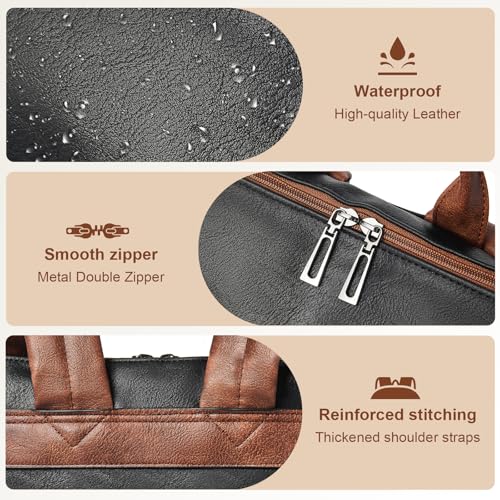 Laptop Backpack for Women 15.6 inch,Travel Leather Backpack Purse Nurse Teacher Carry on Backpack Computer Bag,Professional Water-Resistant College Business Work Casual Daypack,Black with Brown - color: Black With Brown