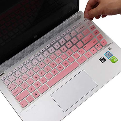 Keyboard Cover for HP Pavilion X360 14" & HP Laptop 14t 14z 14-cf 14-dk 14-dq 14-fq Series 14-cf0006dx/cf0012dx 14-dk0002dx 14-dq0011dx/dq1037wm/dq1089wm 14-fq0040nr/fq0050nr Keyboard Skin, Ombre Pink - color: Ombre Pink