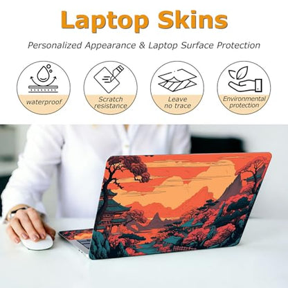 Universal Laptop Skin Sticker with 2 Wrist Pad Decals, 3-Piece Removable Vinyl Laptop Cover, Mountain Forest Waterproof Anti-Scratch, Easy-Trim Fit for 13.3" 14" 15.6" Laptops - color: Mountain Forest