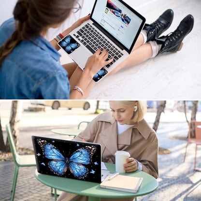 Universal Laptop Skin for 13-16 Inch Laptops,Vinyl Protective Sticker Decal,Easy DIY Trim-to-Fit for HP/Dell/MacBook,Bubble-Free & Removable,Blue Butterfly - color: Blue Butterfly