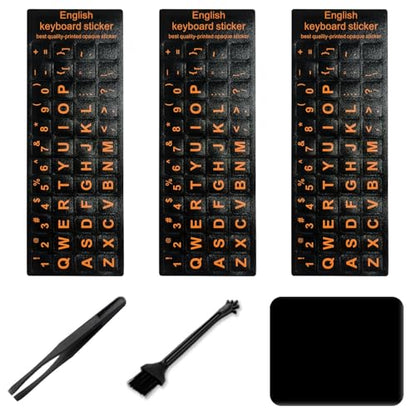 English Keyboard Stickers (6 in 1), Black Background with White Lettering for Computer Laptop Notebook Desktop, Replacement Computer Keyboard Stickers (English) - color: English -2