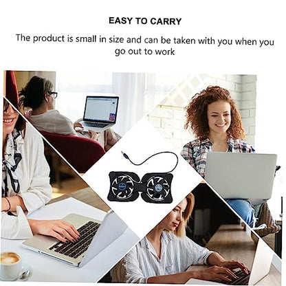 Hemobllo Portable Foldable Laptop Cooling Pad USB Fans Compact Notebook Cooler for Efficient Heat Dissipation Energy Saving Design - Black