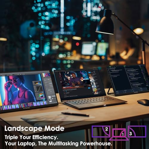 Kado Dual Portable 2-Pack 15.6'' FHD 1080p Ultra-Slim Laptop Monitor | 1920x1080 IPS Display with Built-in Speakers, 180° Kickstand Stacked Desktop Setup Office Gaming Daytrading Multi-tasking