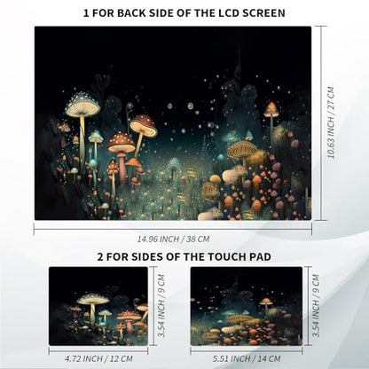 Universal Laptop Skin, DIY Cut-to-Fit Vinyl Cover Compatible with HP, Dell, Lenovo, Mac (13.3" to 15.6"), Anti-Scratch, No Residue & Bubble-Free Protective Decal Sticker, Glowing Mushroom Forest - color: Glowing Mushroom Forest