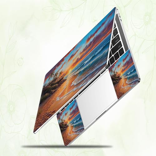 Laptop Skin Sticker Decal, Universal Reusable Vinyl Laptop Cover for 12" 13" 13.3" 14" 15" 15.4" 15.6" Notebook PC, Waterproof Scratch-Resistant with 2 Wrist Pads, Easy to Apply & Remove,Beach - color: Beach