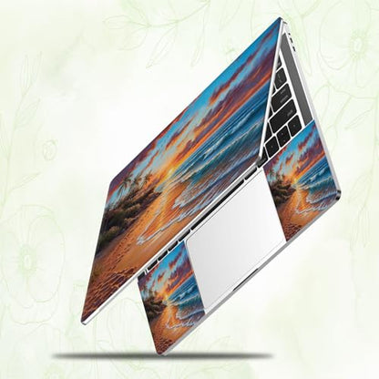 Laptop Skin Sticker Decal, Universal Reusable Vinyl Laptop Cover for 12" 13" 13.3" 14" 15" 15.4" 15.6" Notebook PC, Waterproof Scratch-Resistant with 2 Wrist Pads, Easy to Apply & Remove,Beach - color: Beach