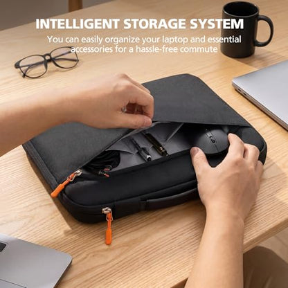 Micropack 360°Protective 14 Inch Laptop Sleeve with Handle, Water-Resistant Laptop Case with Front Pocket, Shock-Absorbing Computer Bag for MacBook Pro 14, MacBook Air, HP, Dell, Lenovo, Acer, Black