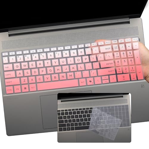 2 PCS Keyboard Cover for HP 15.6" Laptop 15-fc 15-fd 15z-fc000 15-fd0083wm 15t-fd000,HP OmniBook 5 AI 16" 16-ag 16-af 16-ba 16-bc 16z-ag100 16z-bc100 Series Laptop 16-af1037nr 16-bc1047nr-OPink+Clear - color: OPink+Clear