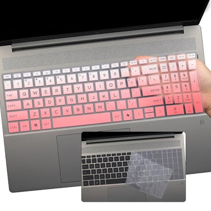 2 PCS Keyboard Cover for HP 15.6" Laptop 15-fc 15-fd 15z-fc000 15-fd0083wm 15t-fd000,HP OmniBook 5 AI 16" 16-ag 16-af 16-ba 16-bc 16z-ag100 16z-bc100 Series Laptop 16-af1037nr 16-bc1047nr-OPink+Clear - color: OPink+Clear