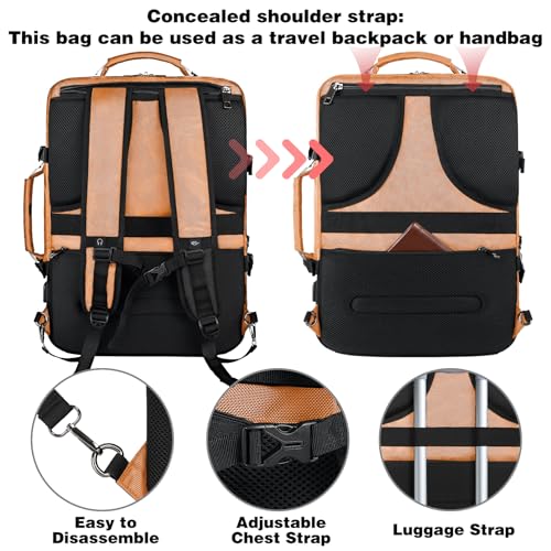 VECKUSON 50L Carry-On Backpack, TSA Approved for Flights, Extra Large Gaming & Travel Laptop Bag, 3 Packing Cubes, RFID Anti-Theft, Heavy Duty Weekender for Men & Women - color: Orange