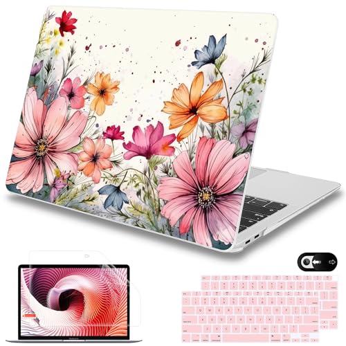 Mektron Case for MacBook Air 13 inch M1 A2337 A2179 A1932,Hard Cover 2018-2021 Air 13-inch with Touch bar & Touch ID, Exclusively Designed Protective Shell with Screen Protector, Colorful Floral - color: Colorful Floral