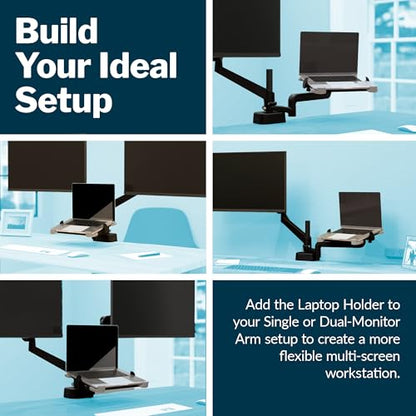 Vari Laptop Holder for Monitor Arm – Adjustable Laptop Tray for Laptops up to 15.5” – Modular Add-On with 360° Rotation & Cable Management – Black - size: Laptop Holder