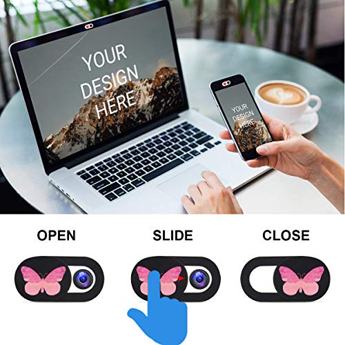Webcam Cover Slide Ultra Thin Laptop Camera Privacy, 3 Butterfly | 3 Pcs Buterfly, Ultra thin camera cover fit for Cell phone desktop tablet PC, front camera blocks webcam to protect privacy - color: Butterfly