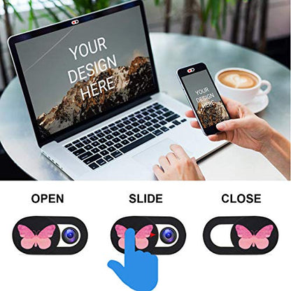 Webcam Cover Slide Ultra Thin Laptop Camera Privacy, 3 Butterfly | 3 Pcs Buterfly, Ultra thin camera cover fit for Cell phone desktop tablet PC, front camera blocks webcam to protect privacy - color: Butterfly