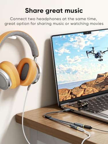 CableCreation USB C to Dual 3.5mm Female Headphone Splitter(1FT), Type C to Dual 3.5mm Female Audio Splitter Headphone Adapter Compatible with iPhone 17/16/15 Pro Max, Galaxy S24 S23, Pixel4/3