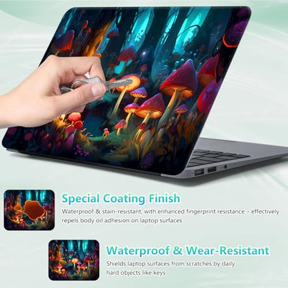 Laptop Skin Sticker Decal 12"-15.6" Universal Laptop/Notebook/Netbook Vinyl - Waterproof Scratch Resistant,Fits HP Dell Lenovo MacBook,2 Free Wrist Pads,Easy Apply & Remove,Mushrooms Forest - color: Mushrooms Forest