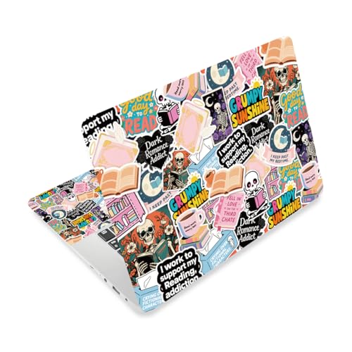 Laptop Skin Sticker Decal PVC Vinyl Sticker Notebook PC Protector Waterproof Scratch Resistant Laptop Skin for 12.1 13 13.3 13.6 14 15 15.3 16 Inch Reading Skull Theme with Quote - color: Reading Skull