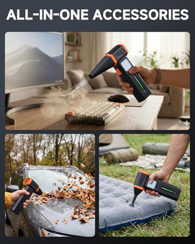 Compressed Air Duster Powerful 40MM Brushless Motor Electric Air Duster | 430G Storm Force Air Duster 360W Power & 59.2WH Rechargeable Blower, Up to 6H, 4 Gear Turbo fan for Keyboard Car Home Outdoor