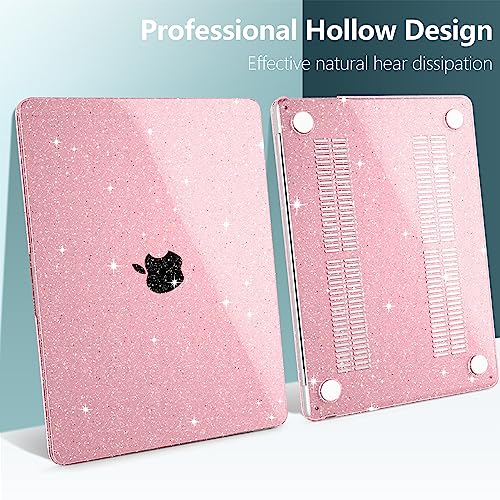 Clear Glitter Case for MacBook Air 15 Inch M5 M4 M3 M2 (2026-2023) A3448 A3241 A3114 A2941, Protective Hard Shell Cover Compatible with Touch ID & Liquid Retina Display - Star Pink - color: Star Pink