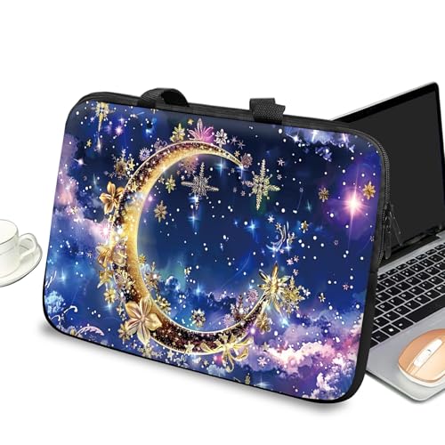 Universal Laptop Case Sleeve 10 inch with Handle and Zipper, Kids Tablet Carrying Case Messenger Bag Portable Tote Bag for 7-10 inch iPad/Notebook/eBook/Readers, Art Moon - color: Art Moon, size: 10 inch