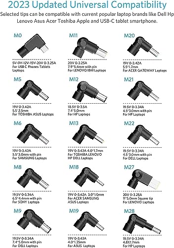 Belker 65W 45W USB C Universal Laptop Charger with 15 Tips | for HP Asus Lenovo Dell Acer Toshiba Samsung IBM Laptop Power Supply Cord - size: 65w w/ USB C tip