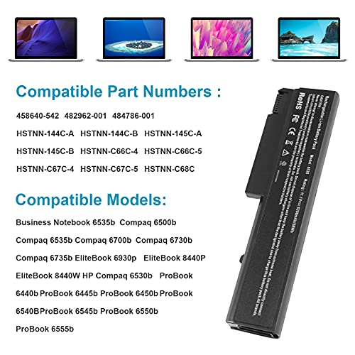 Fancy Buying 482962-001 486296-001 HSTNN-UB69 Battery Compatible with HP EliteBook 8440P 6930P 8440W ProBook 6440B 6445B 6455B 6540B 6545B 6550B 6555B Compaq 6730B 6735B 6530B 6450B KU531AA TD06 - size: 7.36*1.36*0.86inch 6535B