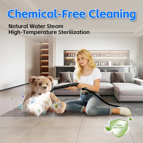 Steam Cleaner for Home(True High Temperature257℉),3-Levels Adjustable Hand held Steamer for Cleaning,1.9 Quart Steam Cleaner for Car,2500W Handheld Steam Cleaner Grease,Dirt,Tile Furniture