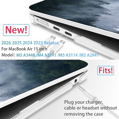 Mektron for 2026/2025/2024/2023 MacBook Air 15 INCH M5 A3448 /M4 A3241 /M3 A3114 /M2 A2941 Case, Printed Plastic Hard Shell Cover with 15.3" Liquid Retina Display Touch ID, Fir Forest - color: Fir Forest