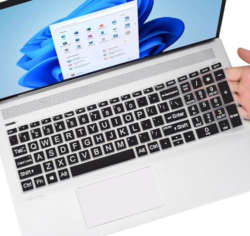 Keyboard Cover for HP 15.6" Laptop15-dw 15-dy 15-ef 15-cc/cs 15t-dw400 15-dy5033dx 15-dy5131wm 15-dy5073dx 15-dy5399nr dy5599nr 15-dy2703dx dy2702dx 15-ef2099nr 15-ef2130wm 15-dw1083wm Skin,Black - color: Black(Large Letters)