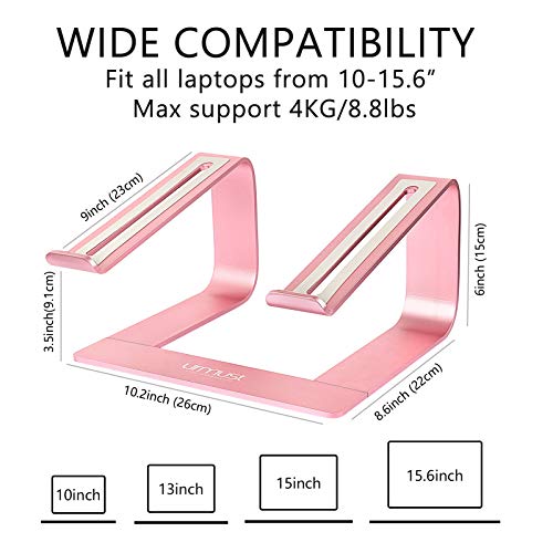 Urmust Laptop Stand for Desk - Ergonomic Computer Stand Riser Holder for MacBook Air Pro, Dell, HP, Lenovo, Samsung, Alienware Laptops 11-15.6" (Pink, Up to 15.6" Laptop) - color: D-Rose Gold